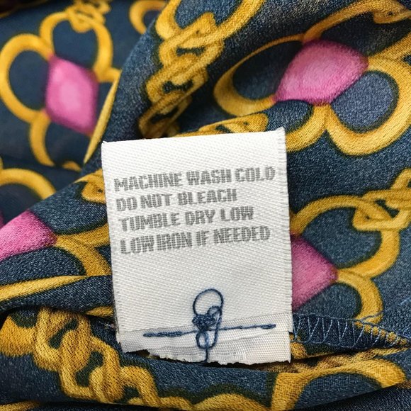 NWT Larsen Gray Womens Black Chain Print Button Front Blouse Size M - Picture 6 of 7